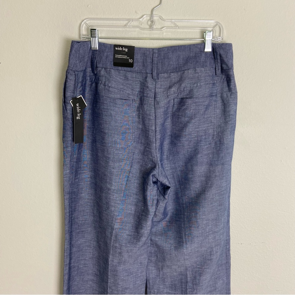 🆕 NWT Alfani Size 10 Linen Blend Wide Leg Blue Pants - Picture 7 of 11